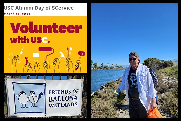 Volunteering in 2022, another SCervice Alumni Day with Friends of Ballona Creek and USC Gould Law. Found plenty of trash, bags, liquor bottles, needles and 300+ old masks in wetlands.