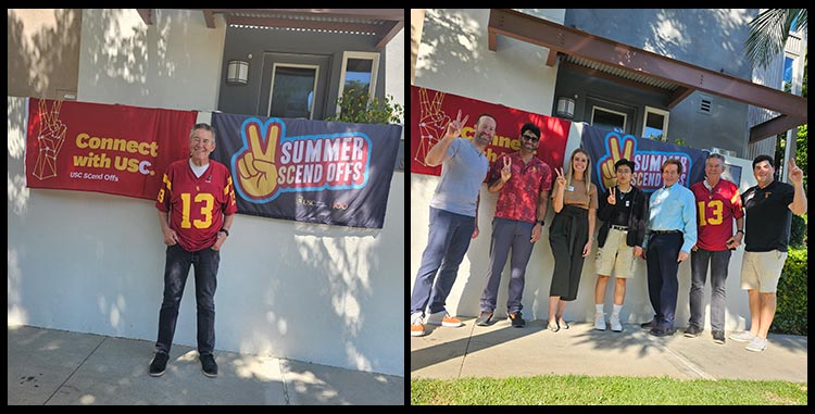 A USC SCend Off with new first year students and I added Trojans from the neighborhood, former students and classmates. Fight on.